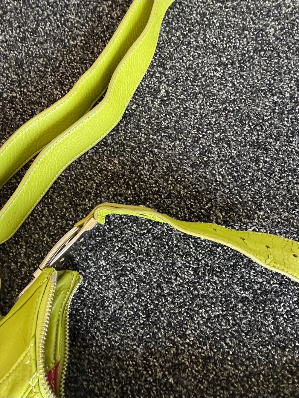 RARE Ed Hardy Yellow-Green 'Love Life' Fringe Y2K Hobo Bag